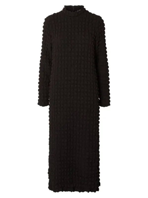 Kjoler>SELECTED TEKSTURERET MIDIKJOLE Black