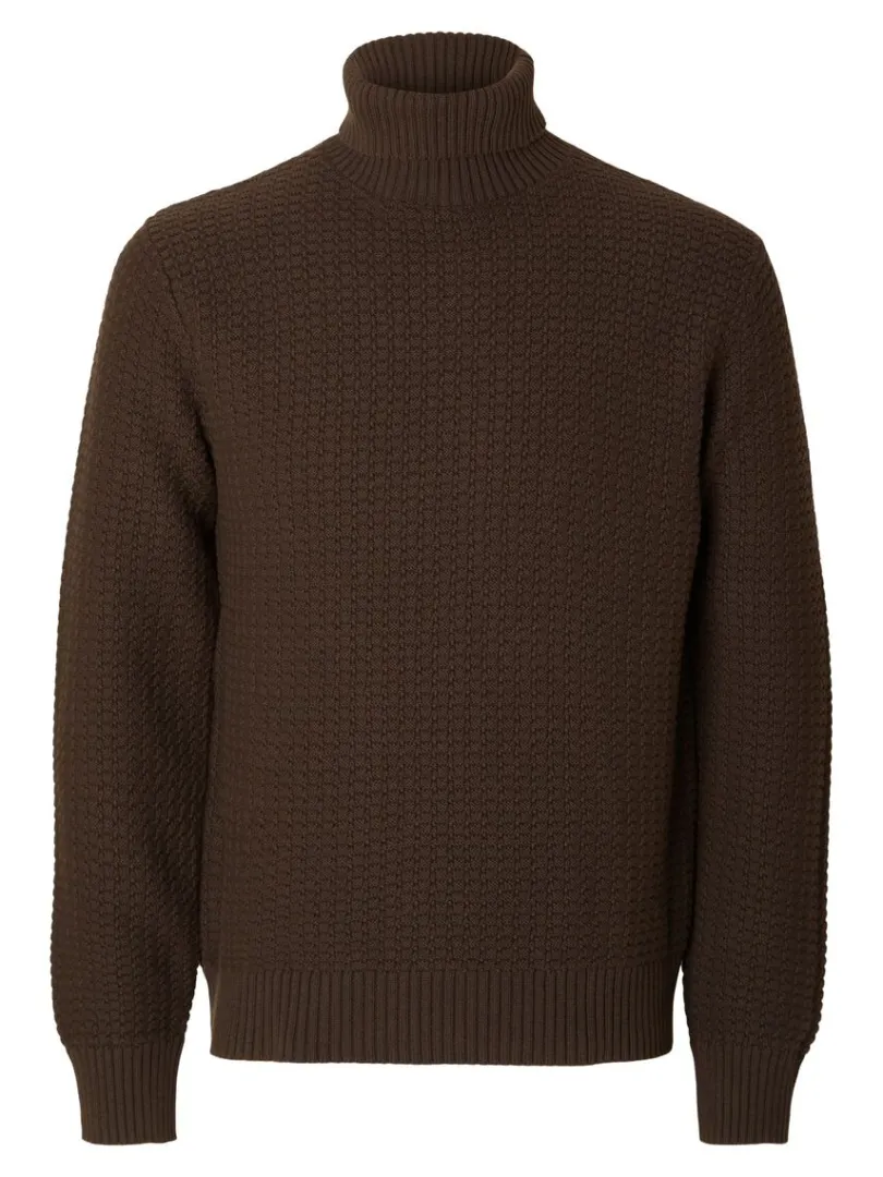 tekstureret_rullekrave_st_4.webp Strik>SELECTED TEKSTURERET RULLEKRAVE STRIKTRØJE Brown