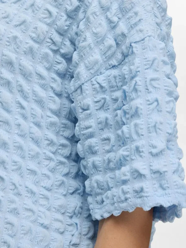 Toppe Og Bluser>SELECTED TEKSTURERET TOP MED KORTE ÆRMER Blue