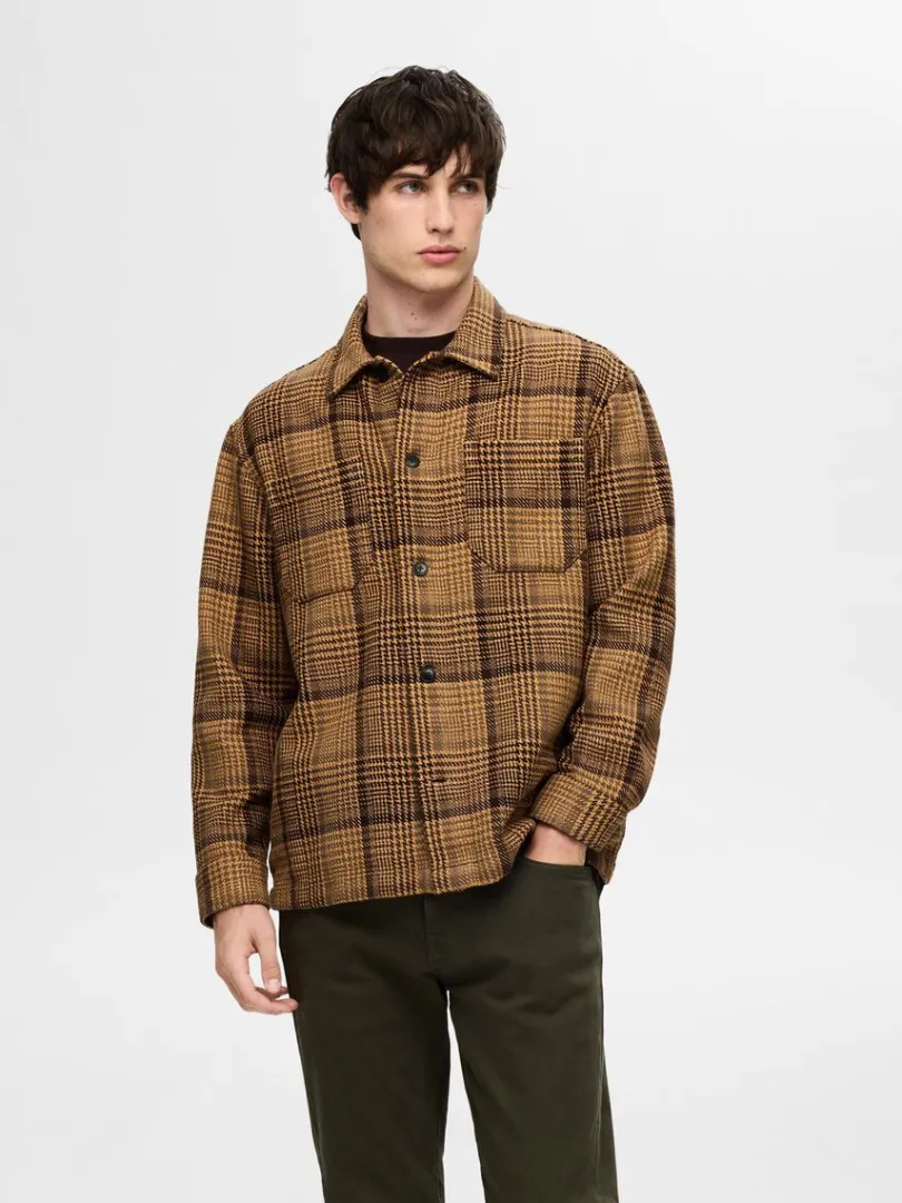 ternet_overshirt_0-3.webp Overtøj | Skjorter>SELECTED TERNET OVERSHIRT Brown