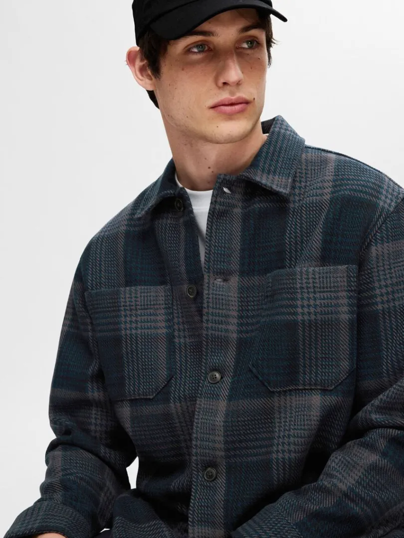 ternet_overshirt_3-4.webp Overtøj | Skjorter>SELECTED TERNET OVERSHIRT Blue