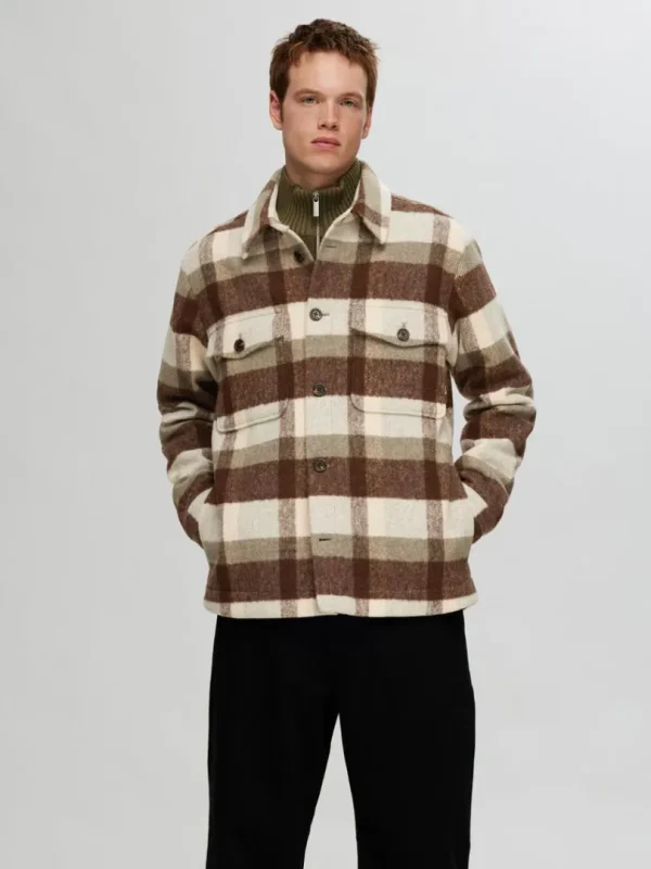 Overtøj | Skjorter>SELECTED TERNET SHACKET Brown