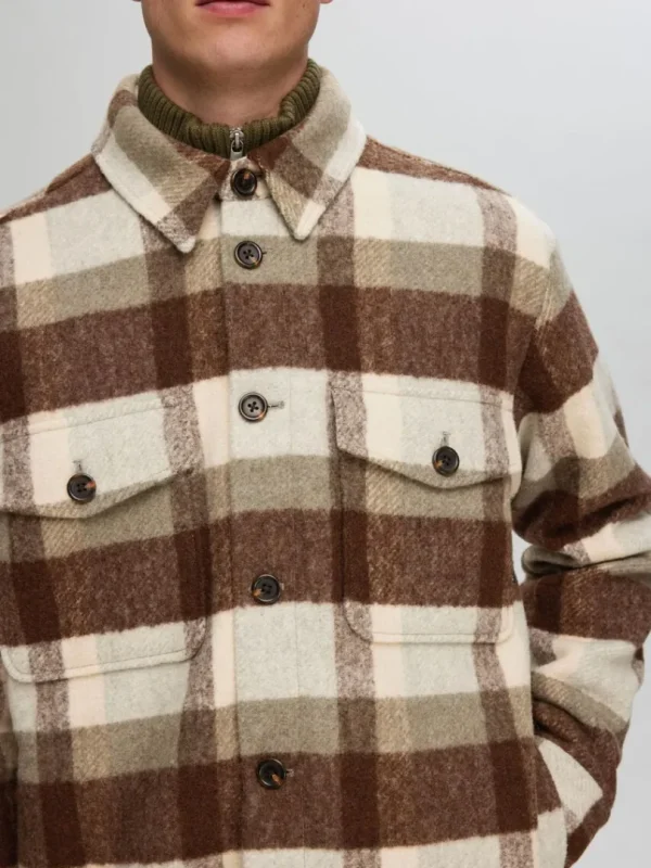 Overtøj | Skjorter>SELECTED TERNET SHACKET Brown