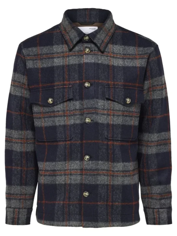 Overtøj | Skjorter>SELECTED TERNET SHACKET Blue