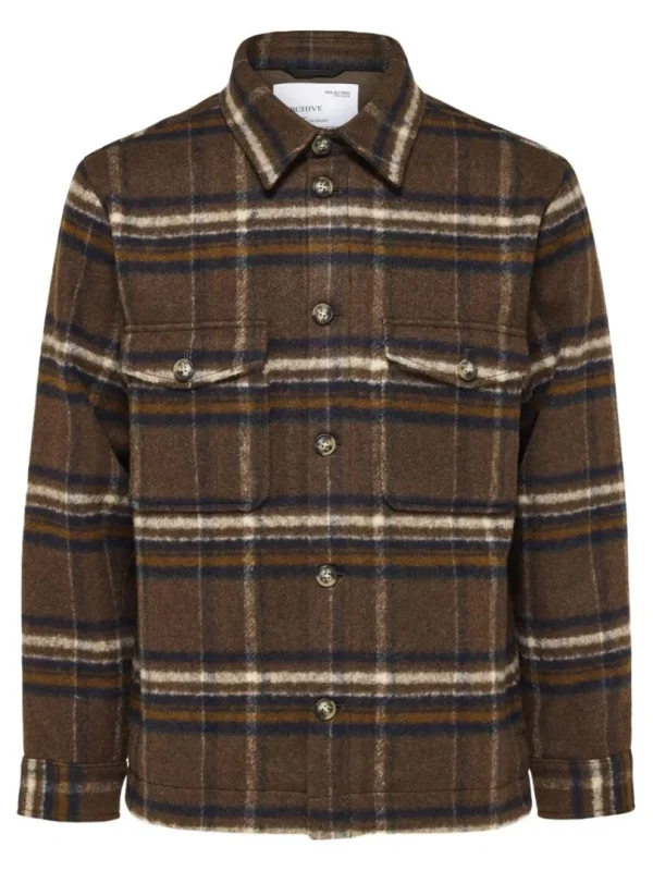 Overtøj | Skjorter>SELECTED TERNET SHACKET Brown