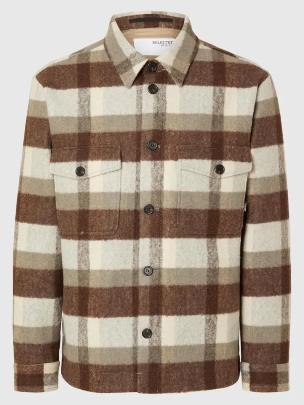 Overtøj | Skjorter>SELECTED TERNET SHACKET Brown