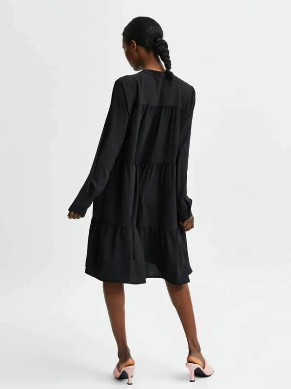 Kjoler>SELECTED TIERED KORT KJOLE Black