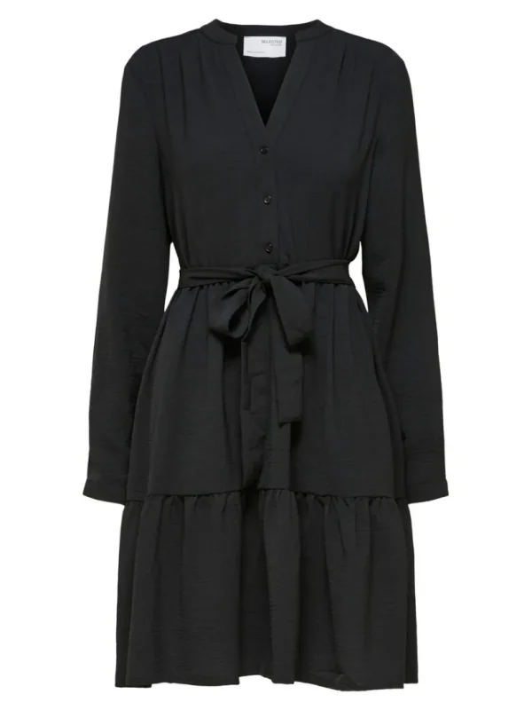 Kjoler>SELECTED TIERED KORT KJOLE Black