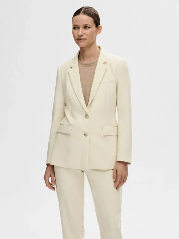 Jakkesæt & Blazers>SELECTED TÆTSIDDENDE ENKELT BREASTED PEAK REVERS BLAZER Beige