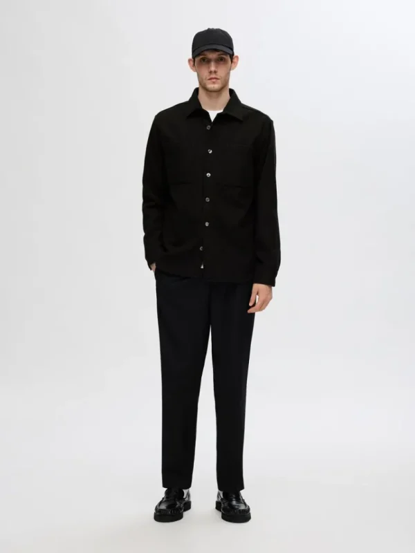 Overtøj | Skjorter>SELECTED TWILL OVERSHIRT Black