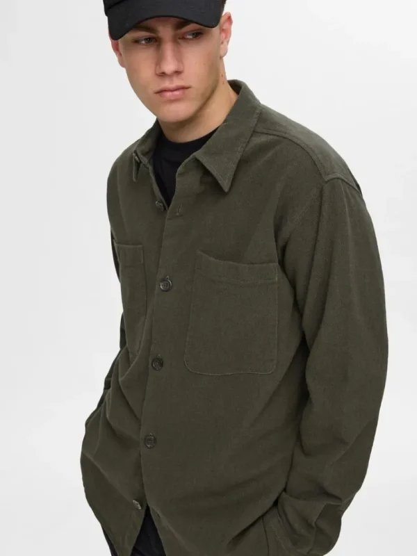 Overtøj | Skjorter>SELECTED TWILL OVERSHIRT Green