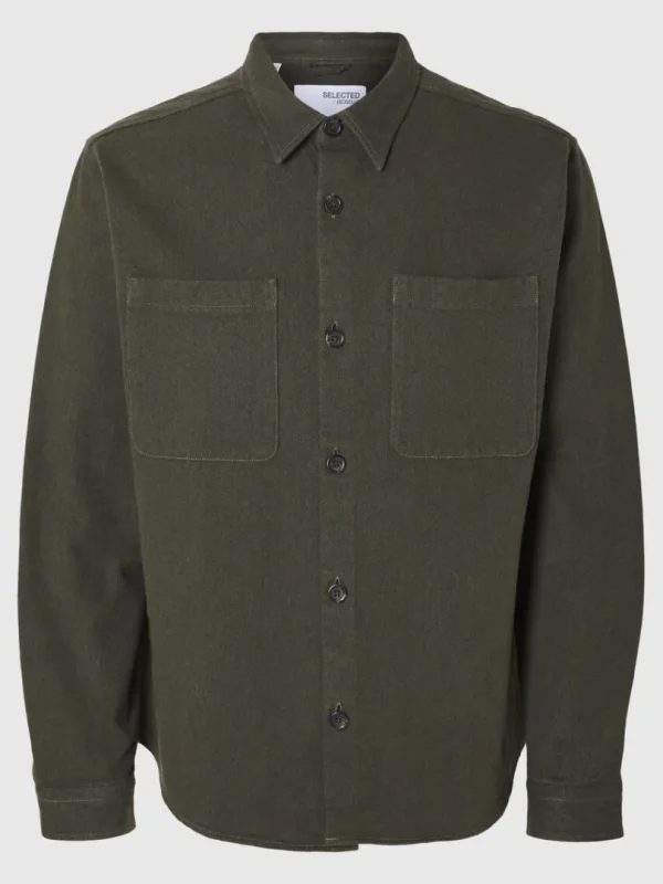 Overtøj | Skjorter>SELECTED TWILL OVERSHIRT Green