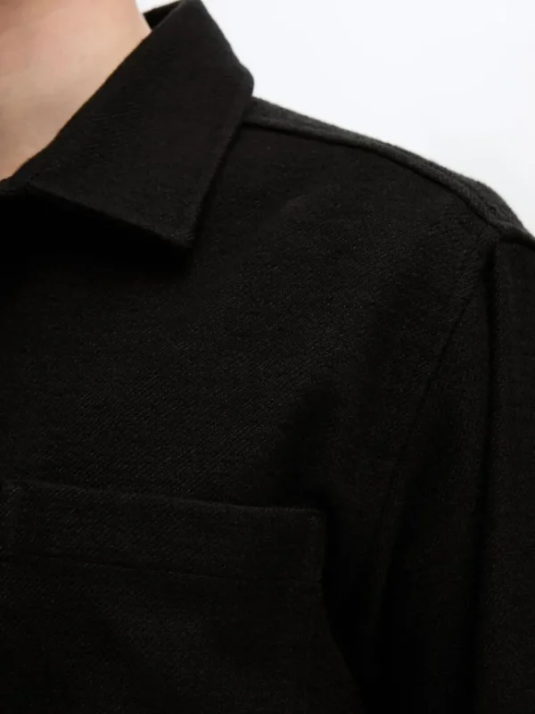 Overtøj | Skjorter>SELECTED TWILL OVERSHIRT Black
