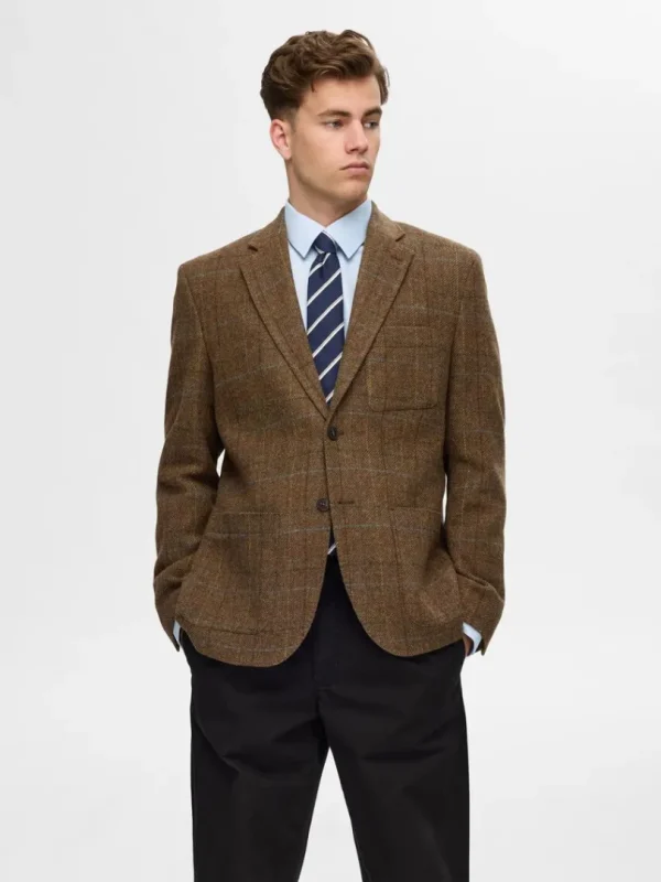 Overtøj | Jakkesæt & Blazers>SELECTED 100% ULD BLAZER Brown