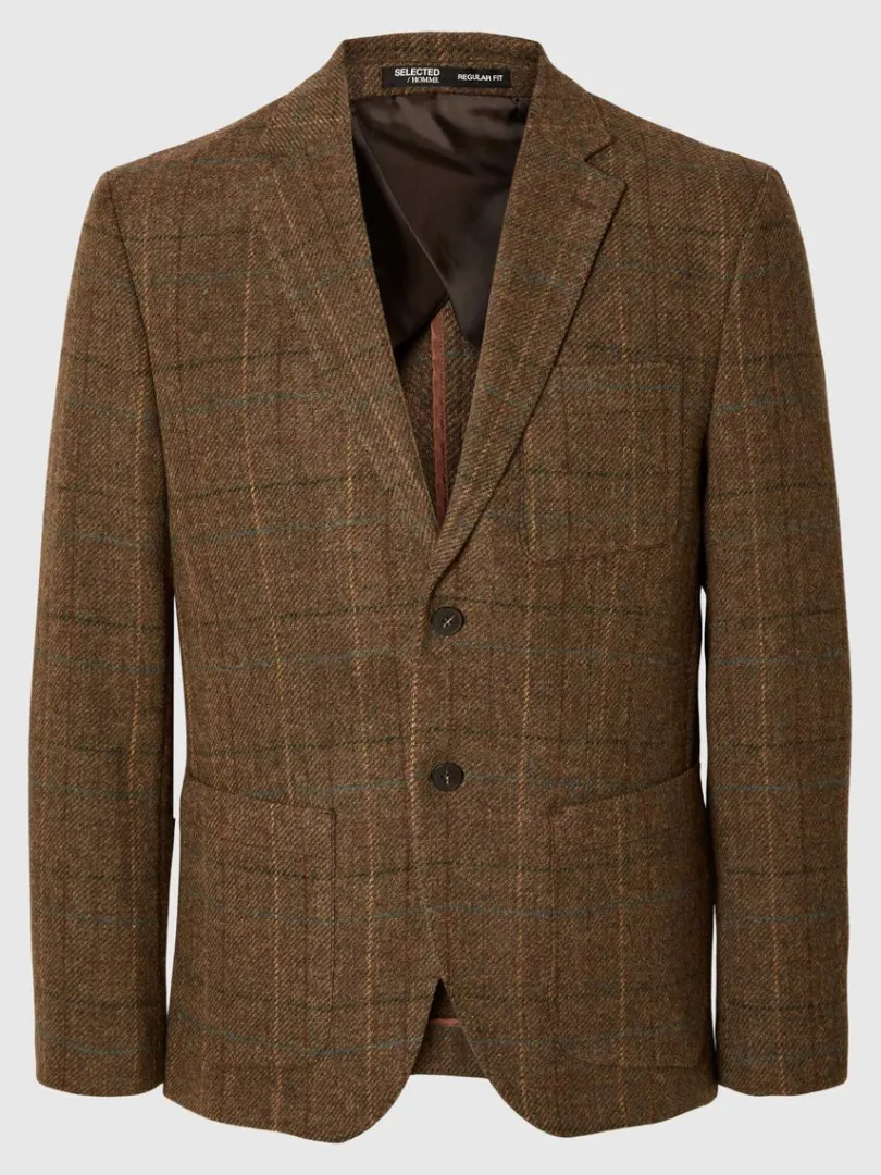 uld_blazer_4.webp Overtøj | Jakkesæt & Blazers>SELECTED 100% ULD BLAZER Brown