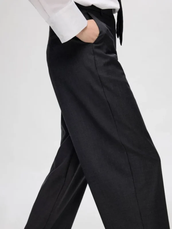 Bukser>SELECTED 100% ULD BUKSER MED BARREL-FIT Grey