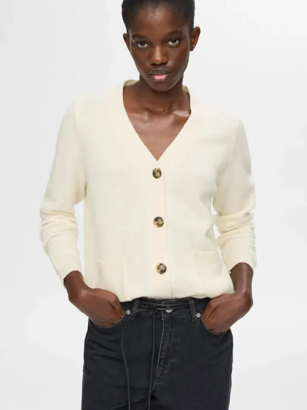 Strik>SELECTED 100% ULD CARDIGAN Beige