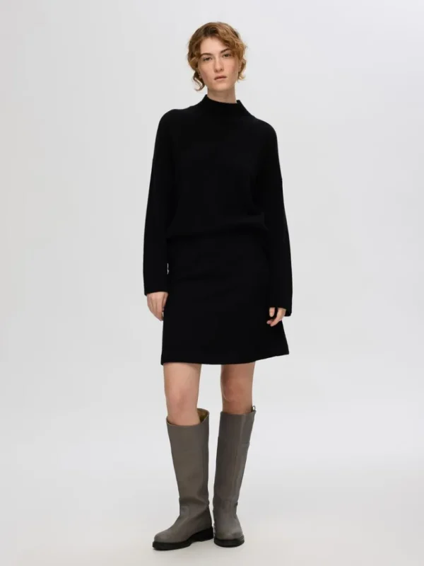 Nederdele>SELECTED 100% ULD MININEDERDEL Black