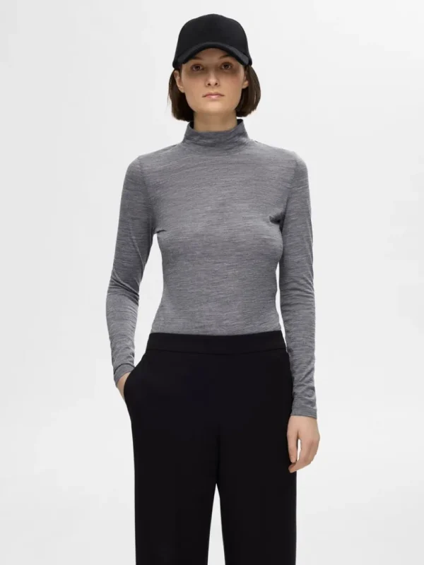 Toppe Og Bluser>SELECTED 100% ULD RULLEKRAVE Grey