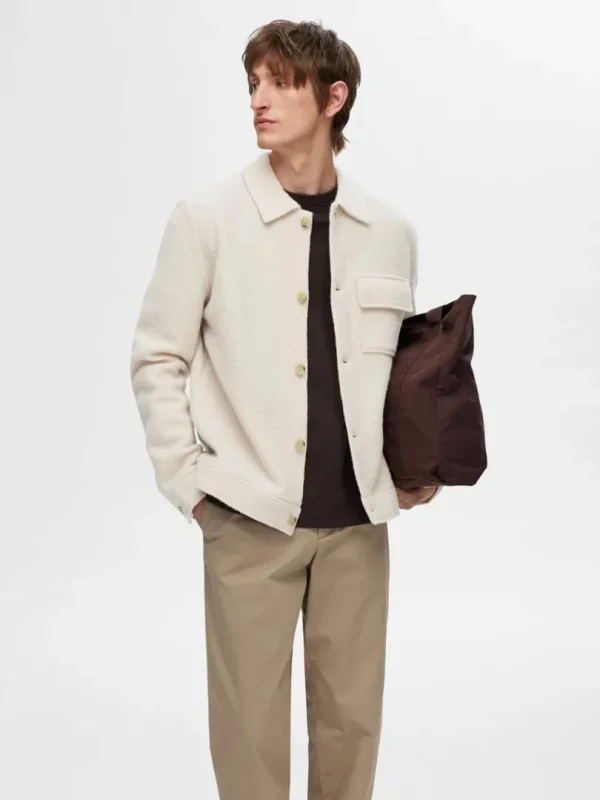 Overtøj | Strik>SELECTED 100% ULD SHACKET Beige