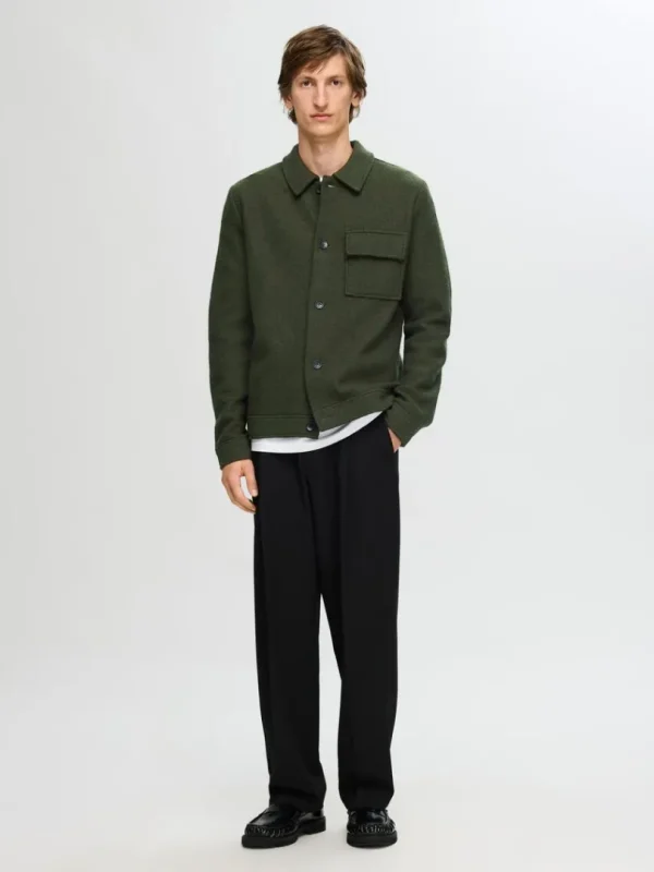 Overtøj | Strik>SELECTED 100% ULD SHACKET Green
