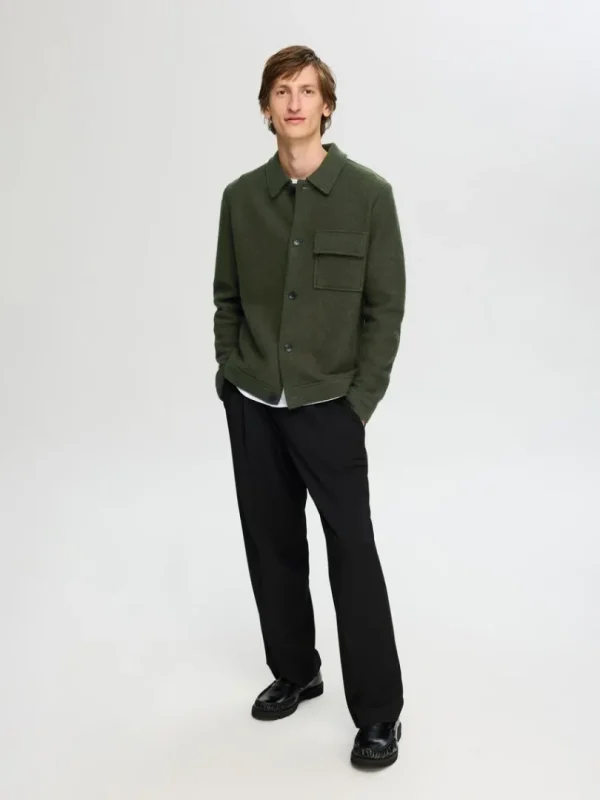 Overtøj | Strik>SELECTED 100% ULD SHACKET Green