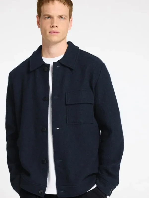 Overtøj | Strik>SELECTED 100% ULD SHACKET Blue