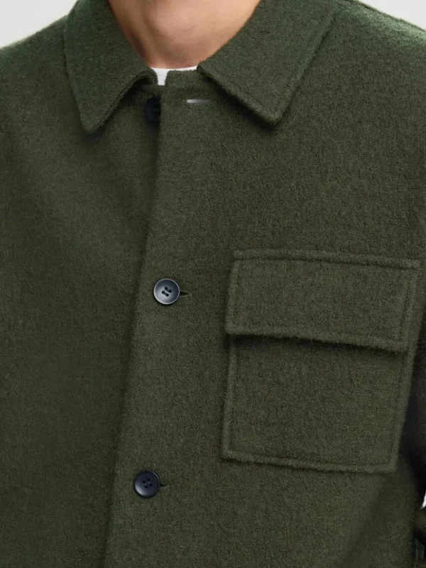 Overtøj | Strik>SELECTED 100% ULD SHACKET Green