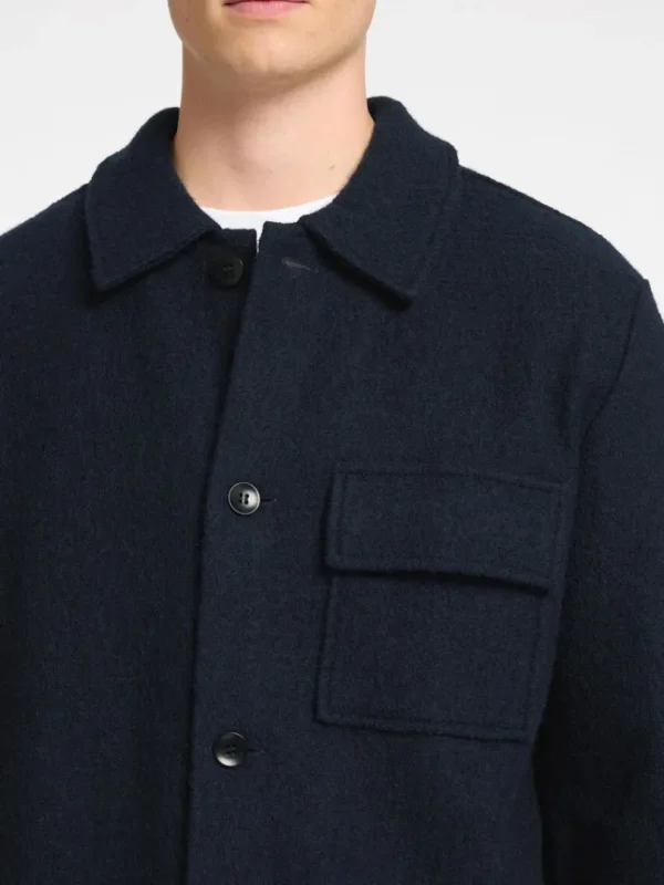 Overtøj | Strik>SELECTED 100% ULD SHACKET Blue