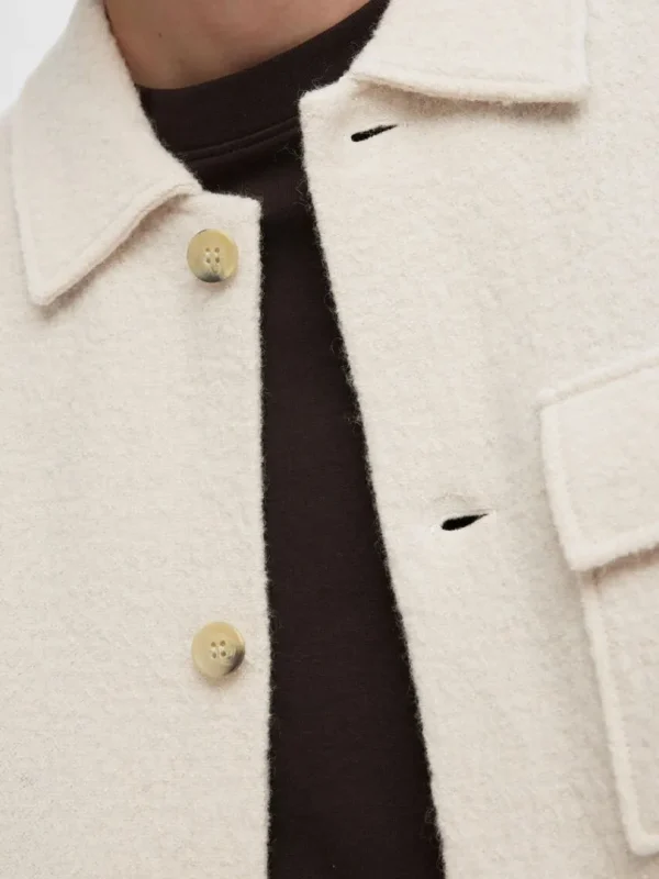 Overtøj | Strik>SELECTED 100% ULD SHACKET Beige