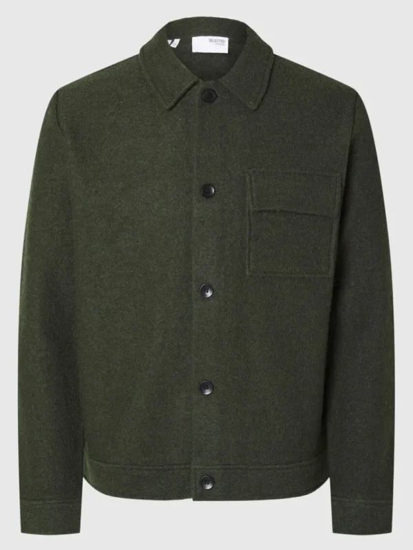 Overtøj | Strik>SELECTED 100% ULD SHACKET Green