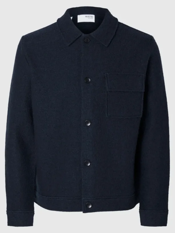 Overtøj | Strik>SELECTED 100% ULD SHACKET Blue