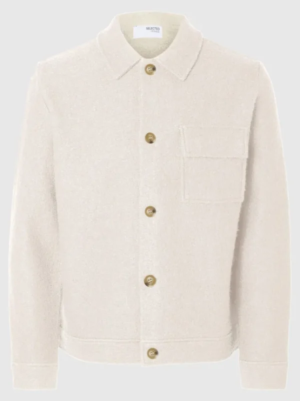 Overtøj | Strik>SELECTED 100% ULD SHACKET Beige