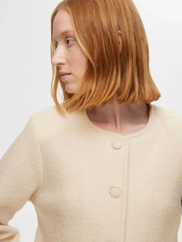 Strik>SELECTED 100% ULD STRIKKET CARDIGAN Beige