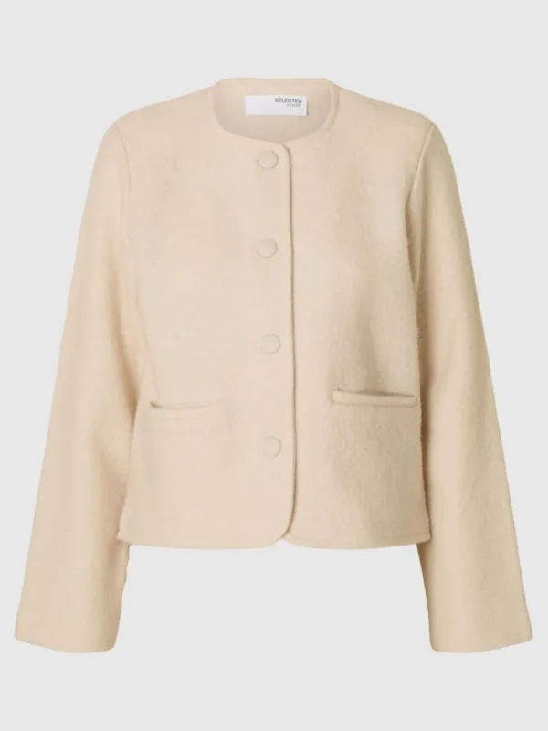 Strik>SELECTED 100% ULD STRIKKET CARDIGAN Beige