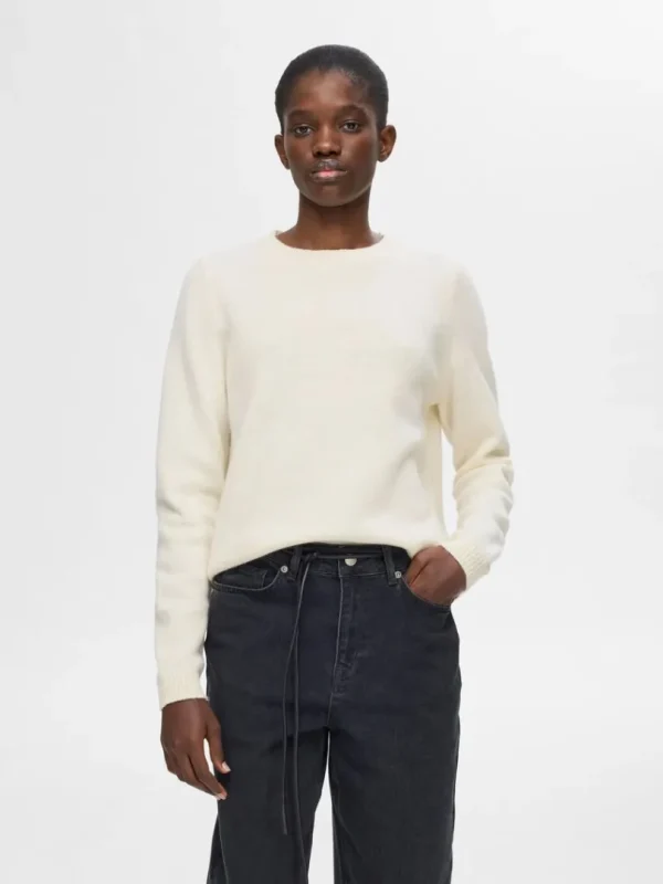 Strik>SELECTED 100% ULD STRIKTRØJE Beige