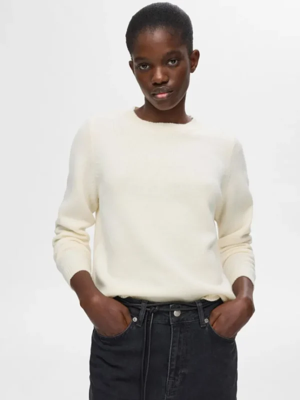 Strik>SELECTED 100% ULD STRIKTRØJE Beige