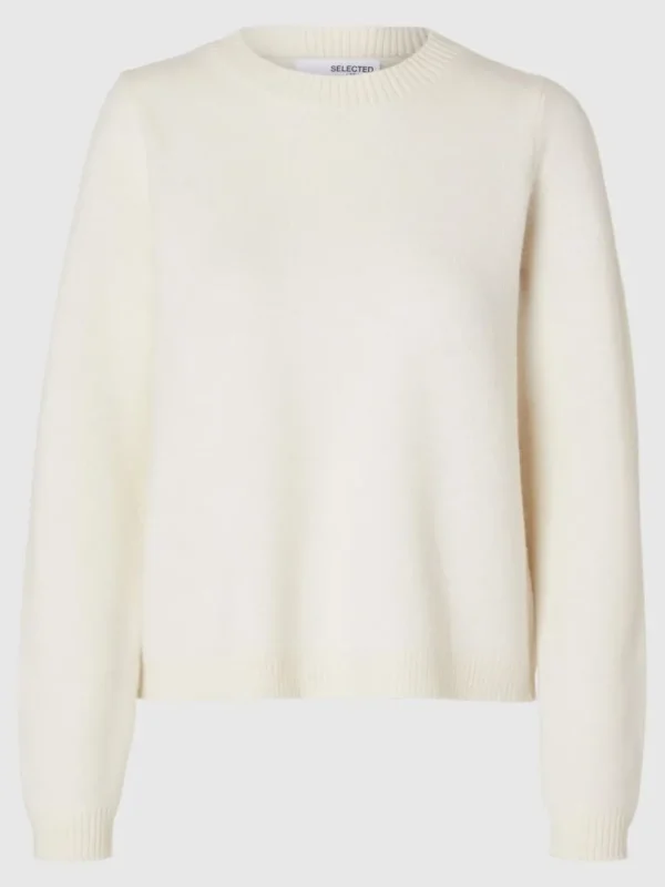 Strik>SELECTED 100% ULD STRIKTRØJE Beige