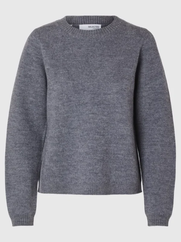 Strik>SELECTED 100% ULD STRIKTRØJE Grey