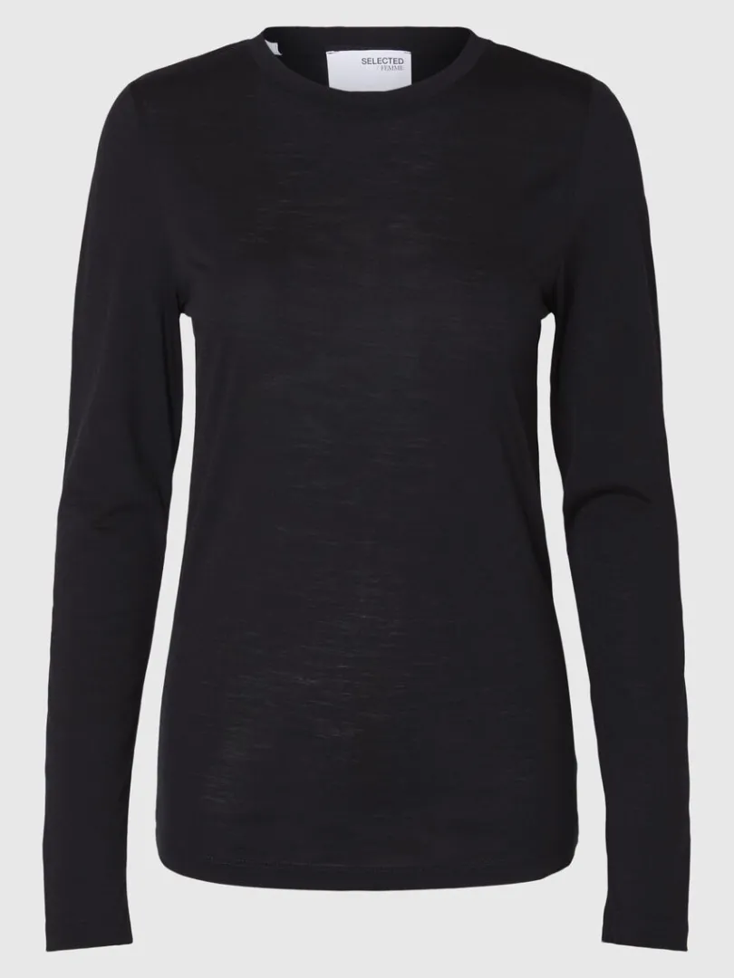 uld_top_med_lange_rmer_5-1.webp Toppe Og Bluser>SELECTED 100% ULD TOP MED LANGE ÆRMER Black