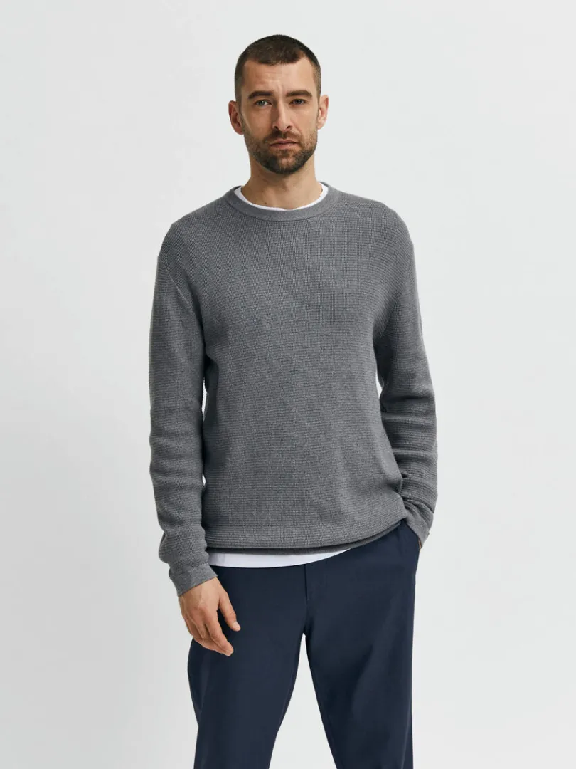 vaffelstrik_striktrje_0.webp Strik>SELECTED VAFFELSTRIK STRIKTRØJE Grey