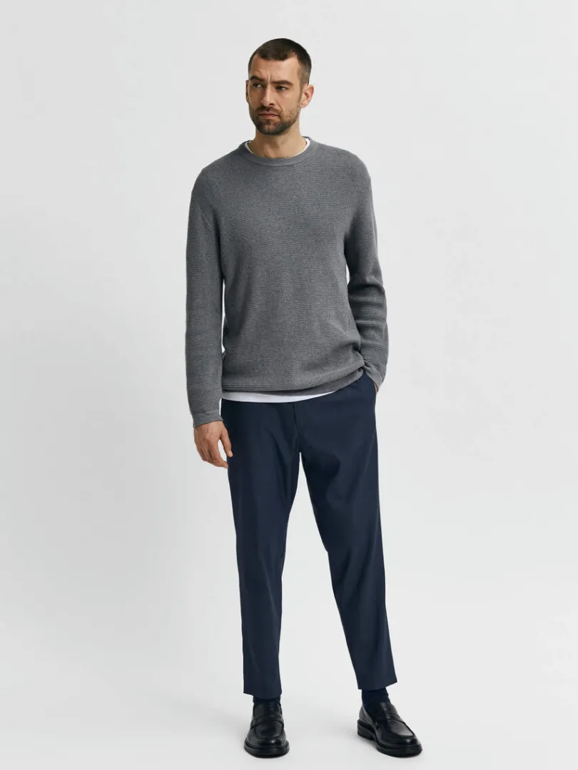 vaffelstrik_striktrje_1.webp Strik>SELECTED VAFFELSTRIK STRIKTRØJE Grey