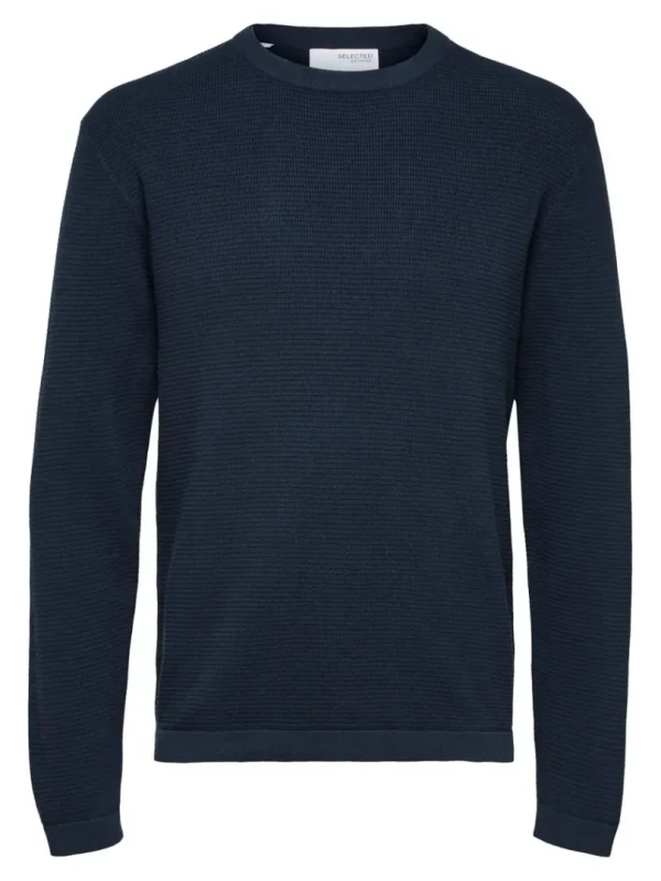 Strik>SELECTED VAFFELSTRIK STRIKTRØJE Blue