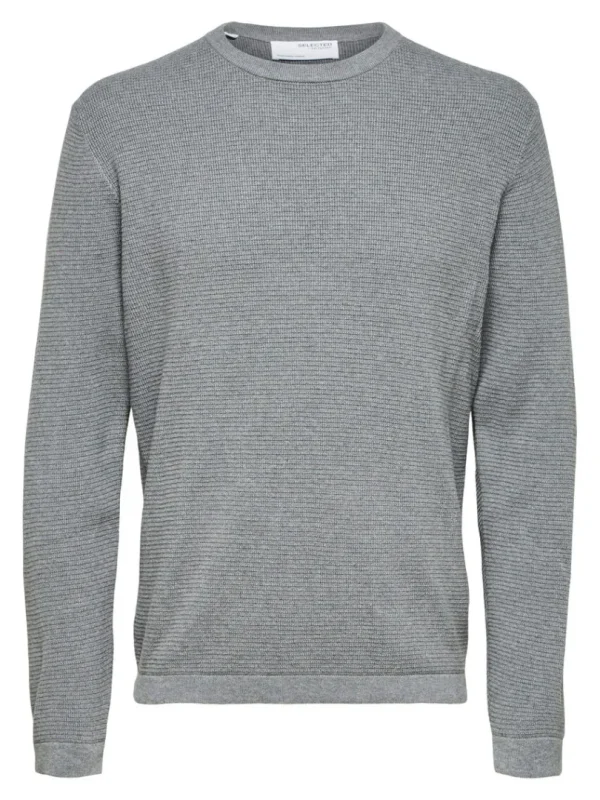 Strik>SELECTED VAFFELSTRIK STRIKTRØJE Grey