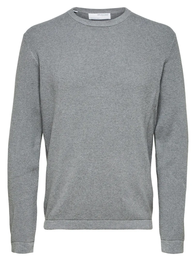vaffelstrik_striktrje_4.webp Strik>SELECTED VAFFELSTRIK STRIKTRØJE Grey