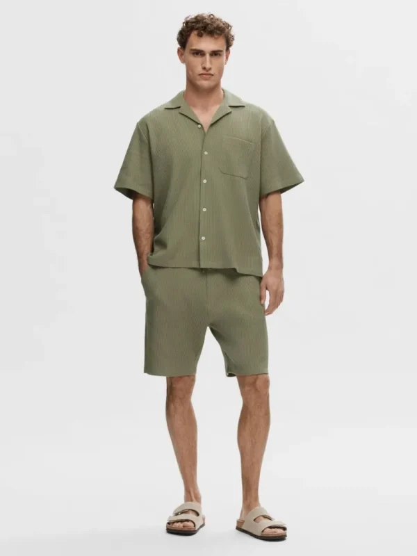 T-shirts>SELECTED VAFLET KORTÆRMET SKJORTE Green