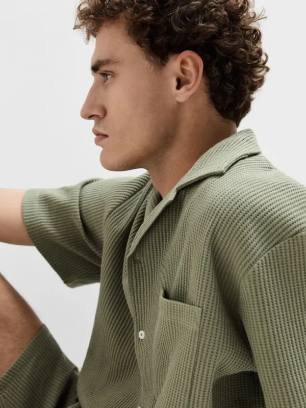 T-shirts>SELECTED VAFLET KORTÆRMET SKJORTE Green