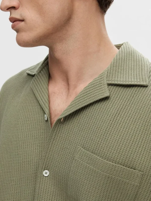 T-shirts>SELECTED VAFLET KORTÆRMET SKJORTE Green