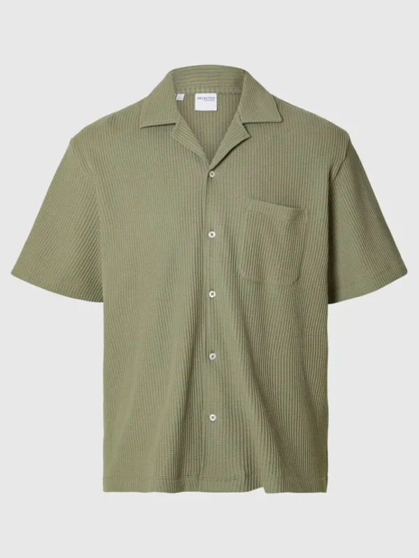 T-shirts>SELECTED VAFLET KORTÆRMET SKJORTE Green