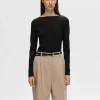 T-shirts>SELECTED VENDBAR LANGÆRMET T-SHIRT Black